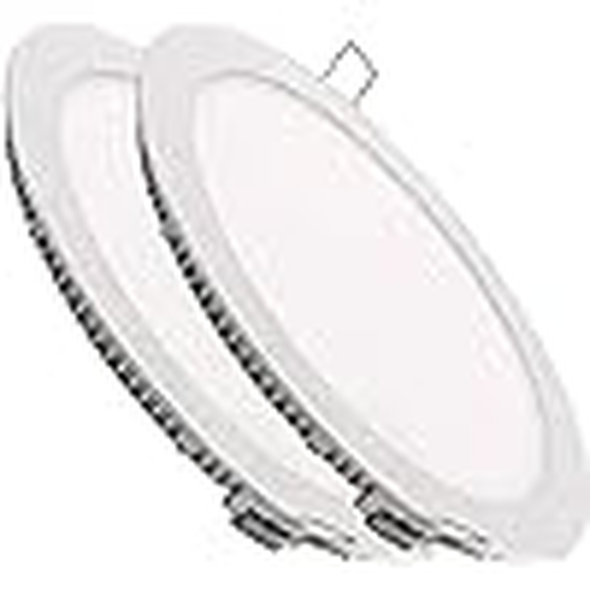 juego 2 Downlight LED Extraplano Redondo, Iluminación 18W, Ø 22.5 cm, ancho 1 cm, Ø corte 20.5 cm, A+, color blanco (6500K 1600Lm 230V).